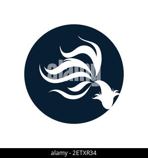 Fish animal aquatic logo beta fish design vector and illustration Stock Vector