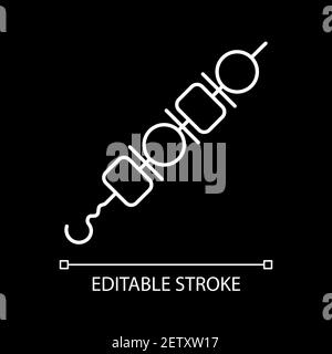 Skewers white linear icon for dark theme Stock Vector