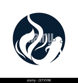 Fish animal aquatic logo beta fish design vector and illustration Stock Vector