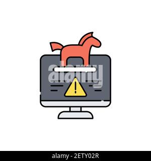 Trojan horse olor line icon. stealing confidential personal information. Pictogram for web page, mobile app, promo. UI UX GUI design element. Editable Stock Vector