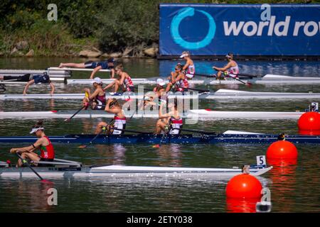 Linz, Austria, Sunday,  25th Aug 2019, FISA World Rowing Championship, Regatta,   [Mandatory Credit; Peter SPURRIER/Intersport Images]  11:48:47, Sunday Stock Photo