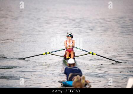 Linz, Austria, Sunday,  25th Aug 2019, FISA World Rowing Championship, Regatta, AUT W1X, Magdalena LOBNIG,  [Mandatory Credit; Peter SPURRIER/Intersport Images]  16:17:03  25/08/2019 Stock Photo