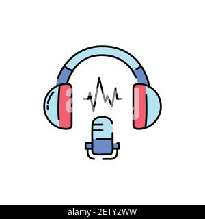 Playing sound color line icon. Asmr. Sign for web page, mobile app, button, logo. Editable stroke. Stock Vector