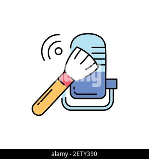Sound recording with rustling color line icon. Asmr. Autonomous sensory meridian response, sound waves as a symbol of enjoying sounds, whisper and mus Stock Vector