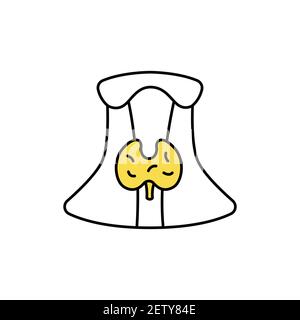 Human organs thyroid gland color line icon. Pictogram for web page, mobile app, promo. UI UX GUI design element. Editable stroke. Stock Vector