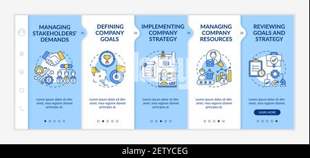 Top management tasks onboarding vector template Stock Vector