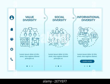 Top management diversity types onboarding vector template Stock Vector