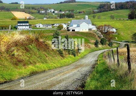 Amish lifestyle and farm house scenic without electric wires in and around Sugarcreek and Millersburg Ohio OH Stock Photo