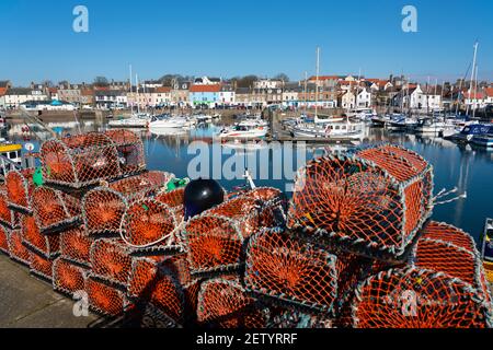 Waterfront and harbour at Anstruther fishing village in East Neuk of Fife, Scotland, UK Stock Photo