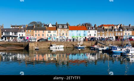 Waterfront and harbour at Anstruther fishing village in East Neuk of Fife, Scotland, UK Stock Photo