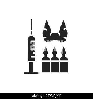 Thyroid injection treatment line icon. Isolated vector element. Stock Vector