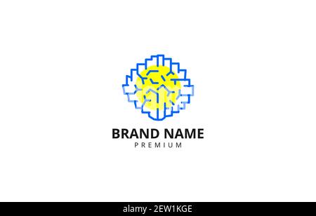 Vector of Brain Technology Logo Design Template suitable for education or technology product or service business Stock Vector