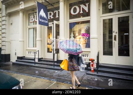 The Burton store in Soho in New York City selling snowboards and