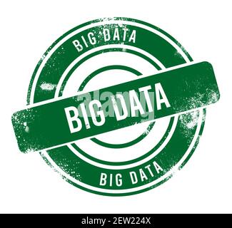 Big data - green round grunge button, stamp Stock Photo