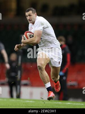 England's Jonny May during the Guinness Six Nations match at the Principality Stadium, Cardiff. Picture date: Saturday February 27, 2021. See PA story RUGBYU Wales. Photo credit should read: David Davies/PA Wire. RESTRICTIONS: Use subject to restrictions. Editorial use only, no commercial use without prior consent from rights holder. Stock Photo