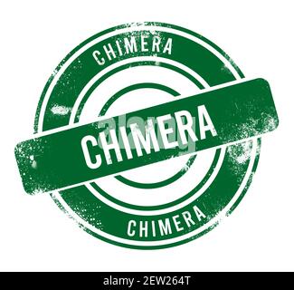 Chimera - green round grunge button, stamp Stock Photo