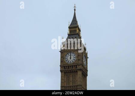 Big Ben bongs at midday on August 21, 2017 in London, UK and is expected to be silent until 2021 except on special occasions such as Remembrance Sunday and New Years Eve. This is so essential repair work can take place. (Photo by Claire Doherty)