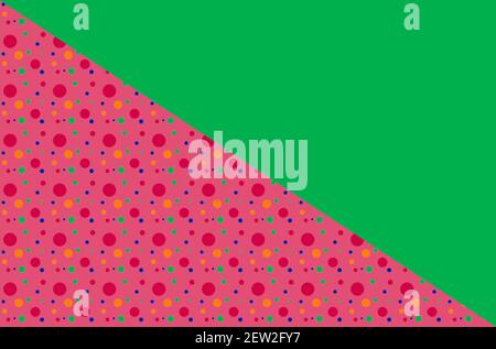 red polka dots background on green, simple background for cards or wallpaper Stock Photo