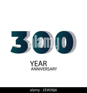 300 Year Anniversary Vector Template Design Illustration Blue Elegant White Background Stock Vector