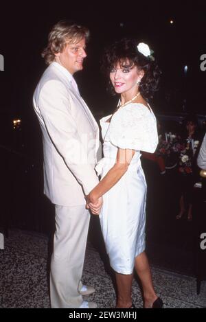 Joan Collins married former Swedish rock star Peter Holm in a private ceremony at the Little White Wedding Chapel on the Las Vegas Strip in Nevada in November 6, 1985 Credit: Ralph Dominguez/MediaPunch Stock Photo