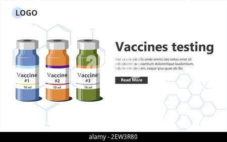 Vaccines testing landing page template. Stock Vector