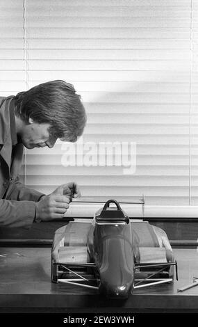 March Engineering racing car constructor in Bicester UK 1984 Stock Photo