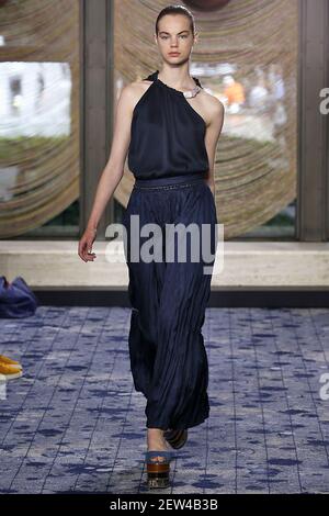 Model Estella Boersma walks on the runway during the Preen by Thornton