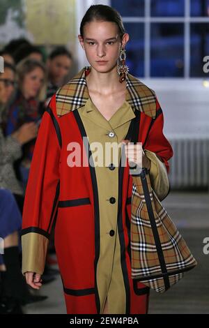 Models walk on the runway during the Burberry Fashion Show at London Fashion Week Spring Summer 2018 held in London, England on September 16, 2017. (Photo by Jonast Gustavsson/Sipa USA)