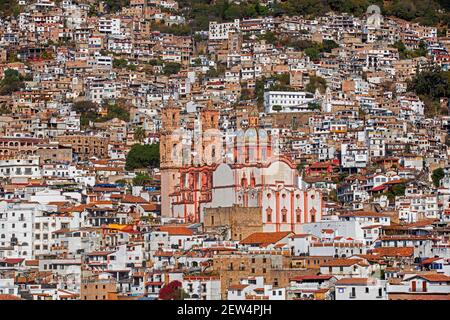 18th century Church of Santa Prisca with its Churrigueresque twin ...