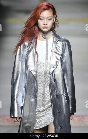 Model Hoyeon Jung walks on the runway during the Topshop Fashion Show  during London Fashion Week Spring Summer 2018 held in London, England on  September 17, 2017. (Photo by Jonas Gustavsson/Sipa USA