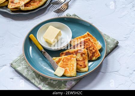 Traditional Scottish tattie scones Stock Photo