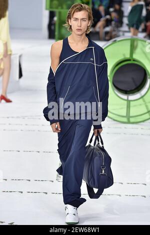 A model walks the runway during the Lacoste Womenswear Fall-Winter 2018/19  show held at Lycee Carnot as part of Paris Fashion Week on February 28,  2018 in Paris, France. Photo by Raul