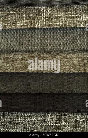 Collection of fabric in dark gray shades. Fabric sample. Multicolor Fabric texture background. High quality photo Stock Photo