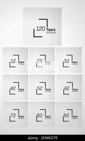 Set 120 Year Anniversary Vector Template Design Illustration box Stock Vector