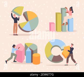 Investment asset allocation, rebalance diagram set Stock Vector
