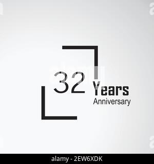 32 Year Anniversary Vector Template Design Illustration box Stock Vector