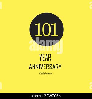 101 Anniversary celebration on yellow background. Vector festive illustration. Birthday or wedding party event decoration Stock Vector