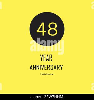 48 Anniversary celebration on yellow background. Vector festive illustration. Birthday or wedding party event decoration Stock Vector