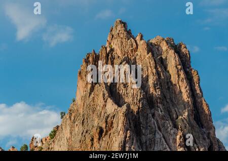 Scenic Rock Formations at Garden of the Gods, Colorado. Beautiful scenic natural mountain peaks. Travel destination location with recreational hiking, Stock Photo