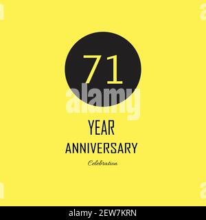 71 Anniversary celebration on yellow background. Vector festive illustration. Birthday or wedding party event decoration Stock Vector