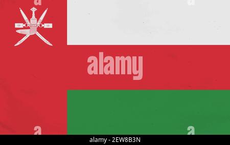 Oman flag with waving grunge texture. Vector background. Stock Vector