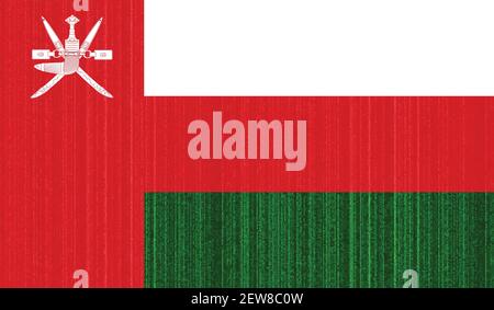 Oman flag with waving grunge texture. Vector background. Stock Vector