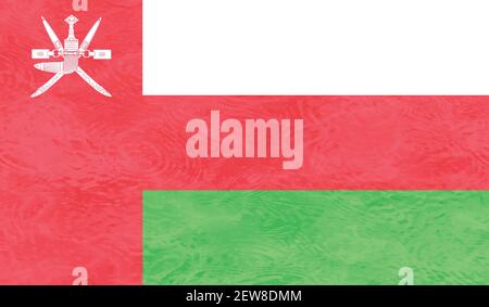 Oman flag with waving grunge texture. Vector background. Stock Vector