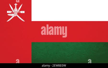 Oman flag with waving grunge texture. Vector background. Stock Vector