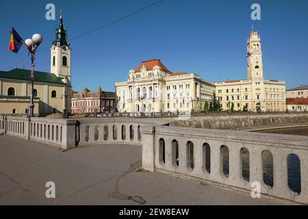 Oradea City Town Hall in Union Square, Romania Stock Photo