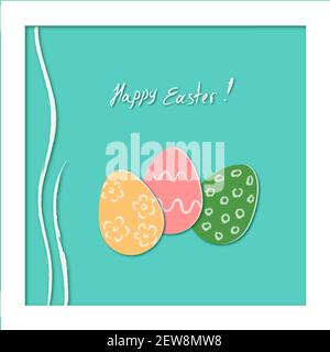 Happy Easter greeting card with eggs Stock Vector
