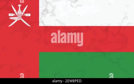 Oman flag with waving grunge texture. Vector background. Stock Vector