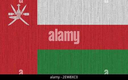 Oman flag with waving grunge texture. Vector background. Stock Vector