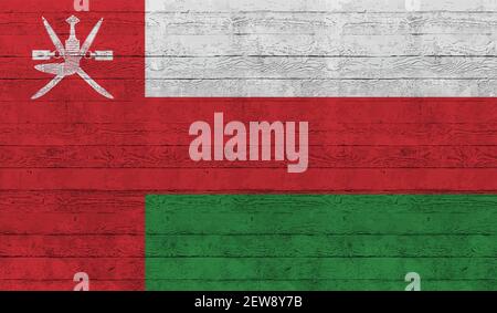 Oman flag with waving grunge texture. Vector background. Stock Vector