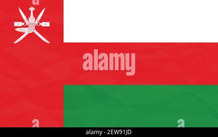 Oman flag with waving grunge texture. Vector background. Stock Vector